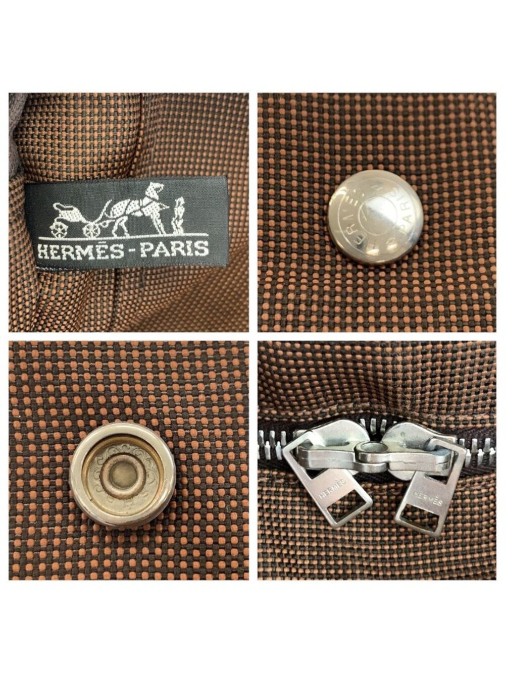 Hermes Her Line Brown Silver Polyamide Tote - Picture 3 of 9